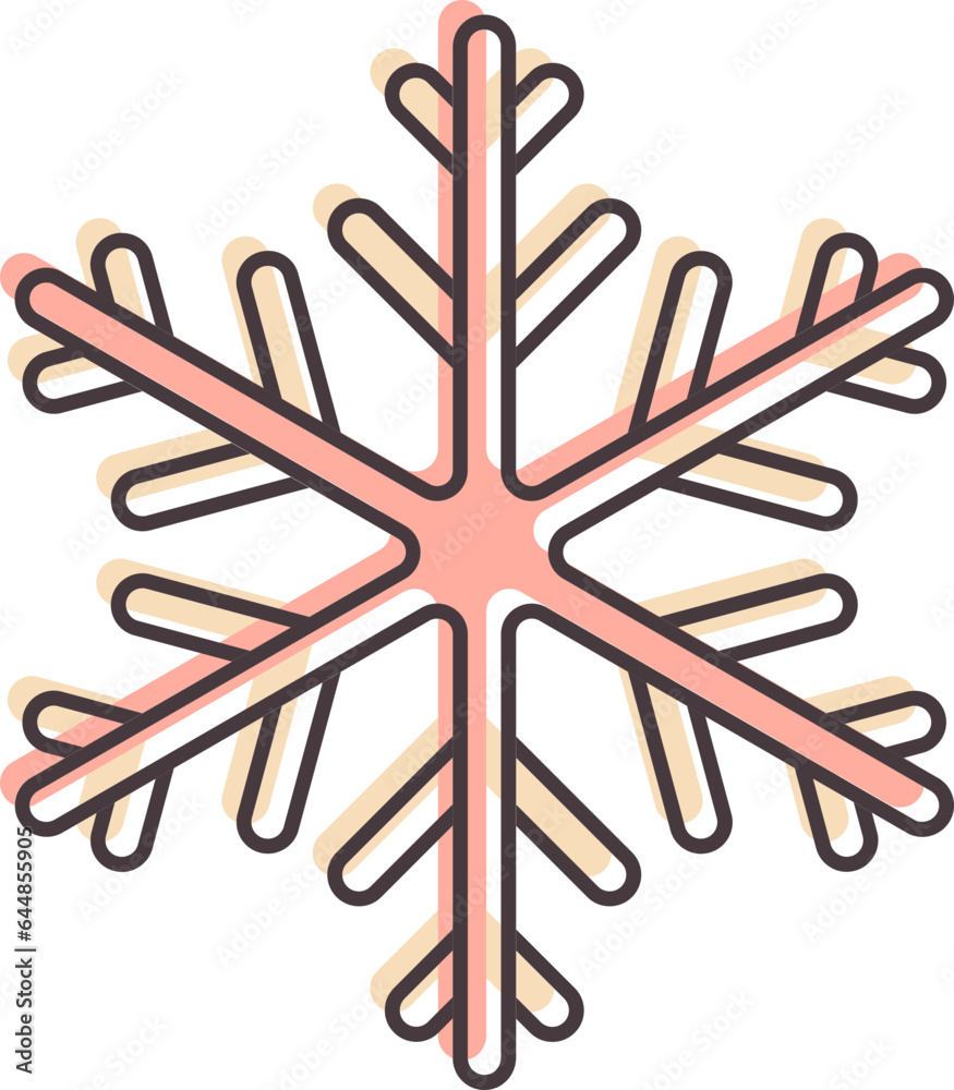 Poster Snowflake Icon In Pink Color.