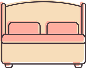 Double Bed Icon In Pink Color.