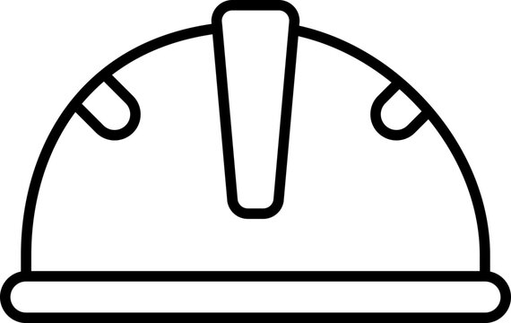 recommend clip art: Isolated Hard Helmet Icon In Black Line Art.