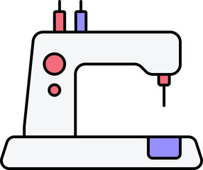 Digital Sewing Machine Blue And Red Icon.
