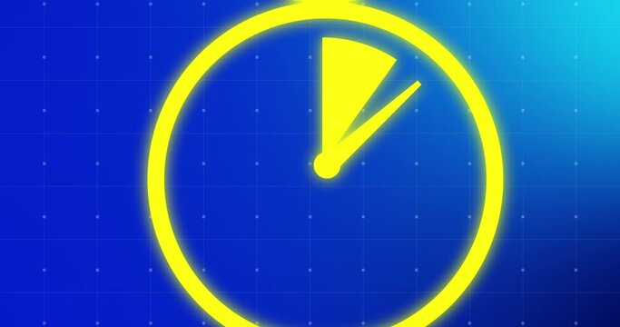 Modern trendy stylish 2D countdown timer animation in digital technology colors UHD resolution. Futuristic stopwatch start stop motion graphic stock video.
