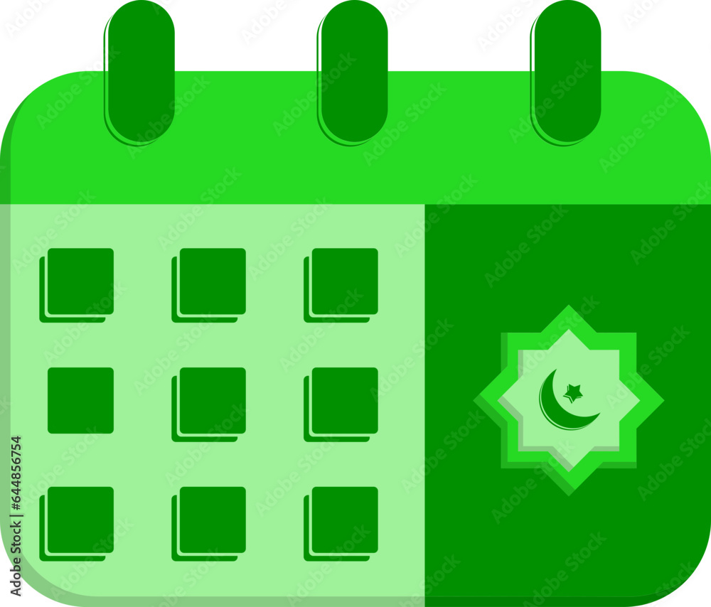 Sticker Rub El Hizb Symbol Calendar Green Icon Or Symbol.