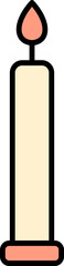 Yellow And Orange Illustration Of Burning Candle Flat Icon.