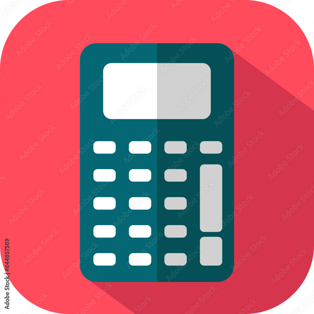 Poster flat calculator red and teal square background.