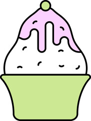 Flat Illustration Of Kakigori Colorful Icon.