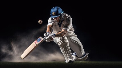 Cricket player hitting the ball, AI generated Image - Powered by Adobe