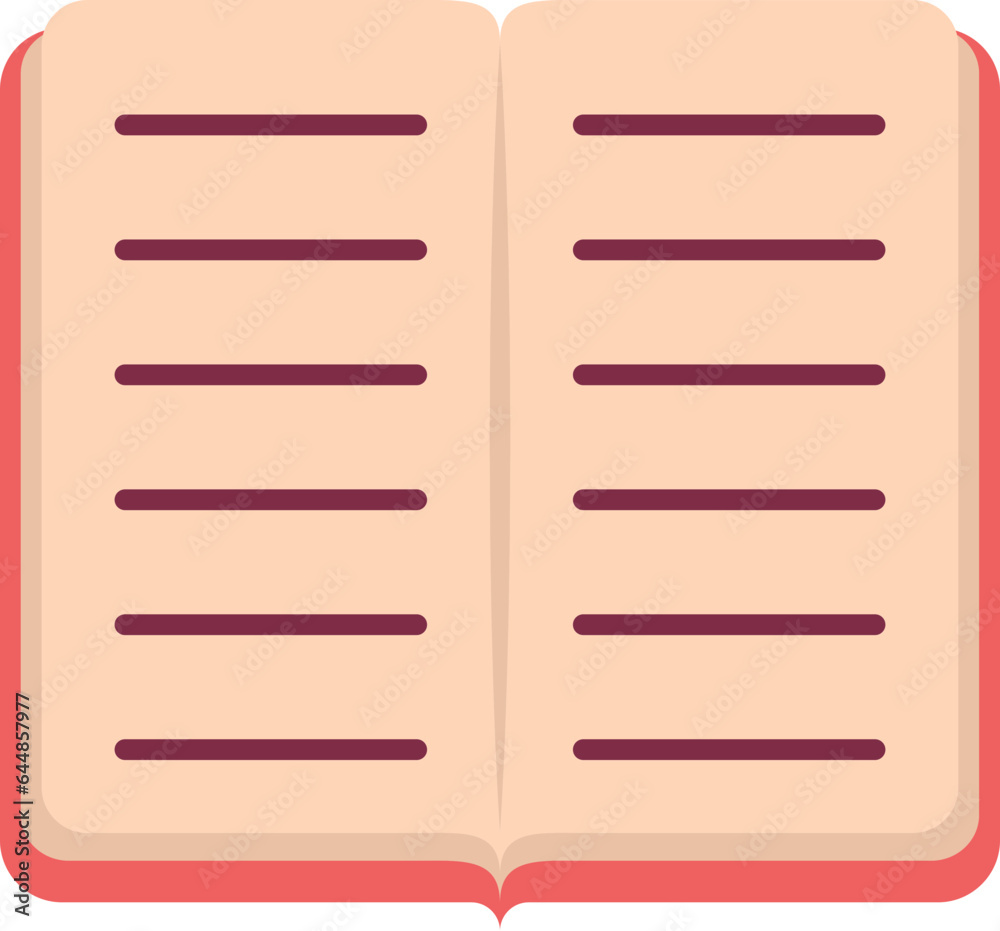 Sticker Open Book Flat Icon In Red And Peach Color.