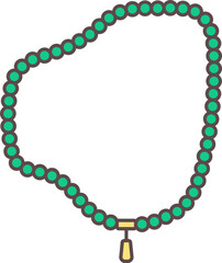 Green Tasbih Icon In Flat Style.