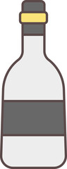 Champagne Bottle Flat Icon In Grey And Yellow Color.