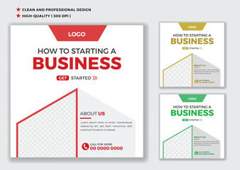 Free vector business social media poster and flyer design template in square size. 