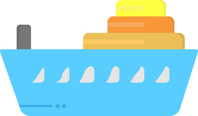 Colorful Ship Boat Icon In Flat Style.