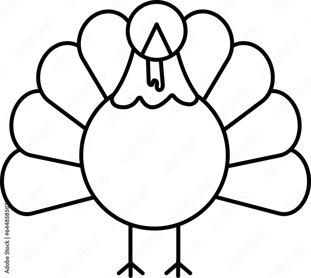 Sticker isolated turkey bird icon in thin line art.