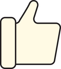 Black Line Art Illustration Of Thump Up Hand Icon.
