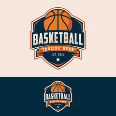 Basketball club logo, basketball club. Tournament basketball club emblem vector illustration
