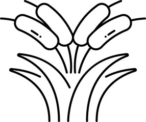 Fototapeta premium Black Stroke Illustration Of Reed Grass Icon.