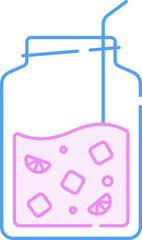 Lemonade Drink Mug Blue And Pink Thin Line Art Icon.