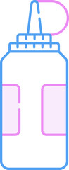 Blue And Pink Line Art Illustration Of Glue Bottle Icon.