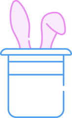 Bunny Magic Hat Blue And Pink Thin Line Art.