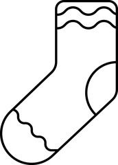 Black Line Art Illustration Of Socks Icon.