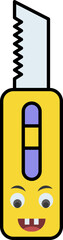 Mascot Paper Knife Cutter Yellow And Blue Icon.