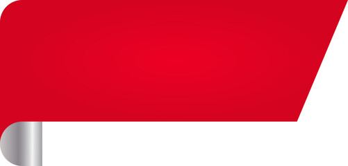 Empty Curl Paper Tag Or Banner In Red Color.