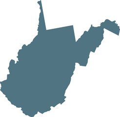 Blue Map of US federal state of West Virginia