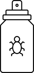 Black Linear Style Insect Spray Bottle Icon.