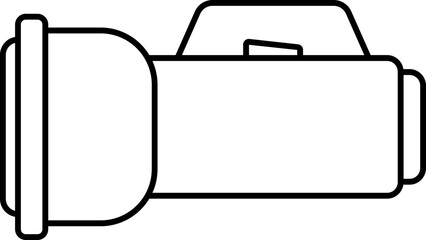Isolated Flashlight Icon In Black Outline.