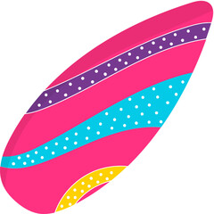 Colorful Surfboard Icon In Flat Style.