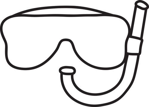 recommend clip art: Black Thin Line Art Of Snorkeling Mask Icon.