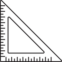 Black Linear Style Triangle Protractor Flat Icon.