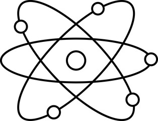 Black Line Art Illustration Of Atomic Structure Icon.