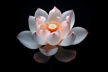 Lotus blossom against a black backdrop. Generative AI