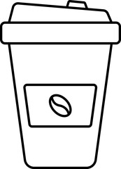 Isolated Coffee Disposal Glass Black Outline Icon.