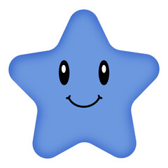 Blue Cartoon Star Isolated on White