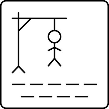 Hangman Game Black Thin Line Art Icon.