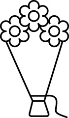 Flower Bouquet Icon In Black Line Art.