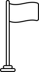 Waving Flag Icon In Black Stroke.