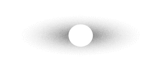 Dotwork solar, moon eclipse. Shape noise texture dotwork grain on white background. Pointillism gradient pattern. Stochastic grange texture. Dotwork stipple halftone effect. Dotted vector element