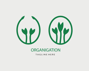 leaf tree circle icon logo vector. green  tree saplings logo with round circle. agriculture organization logo. 