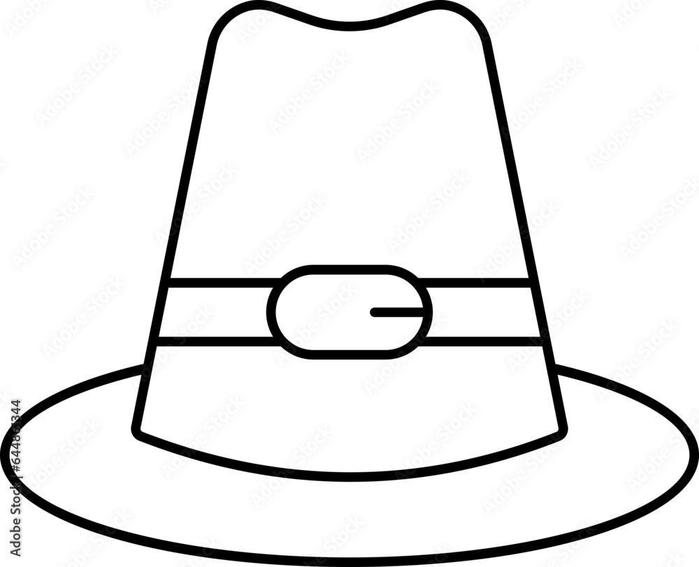 Wall mural isolated pilgrim hat icon in black stroke.