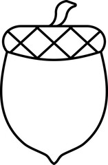 Isolated Acorn Icon In Black Line Art.