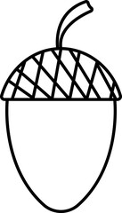 Acorn Icon In Black Line Art.