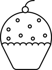 Pie Cake Icon In Black Line Art.