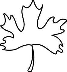 Isolated Maple Leaf Icon In Black Outline.
