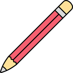 Flat Style Pencil Red And Yellow Icon.