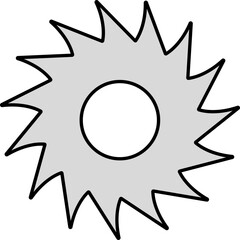 Circular Saw Blade Flat Icon In Grey Color.