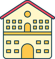 Isolated Home Icon In Red And Yellow Color.