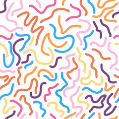 Scribbles. Colorful seamless background with sinuous lines. Minimalistic color pattern for fabric, texture, wallpaper and creative design