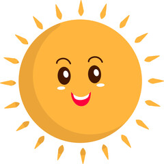 Laughing Sun Cartoon Character Over White Background.
